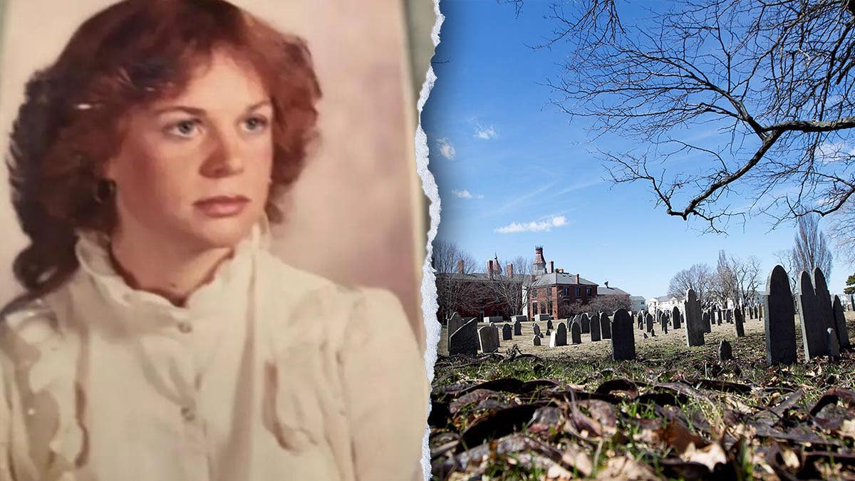 Claire Gravel and an image of a cemetery in Salem.
