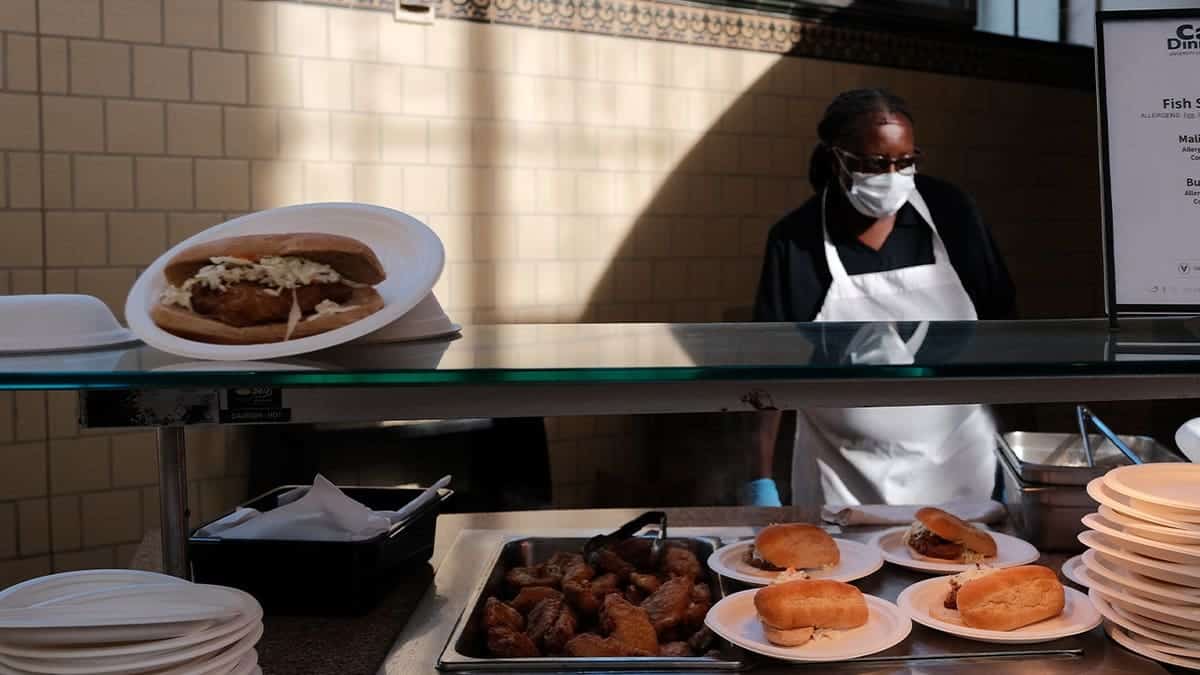 dining worker at college campus