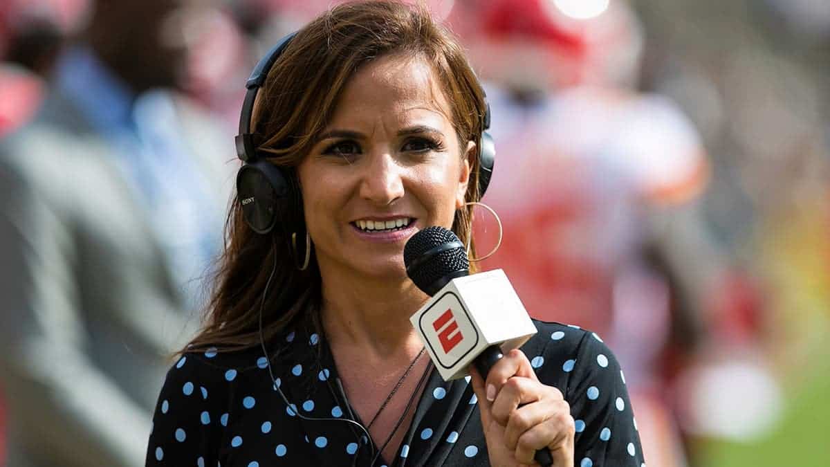 ESPN reporter Dianna Russini looking on during NFL game at Heinz Field