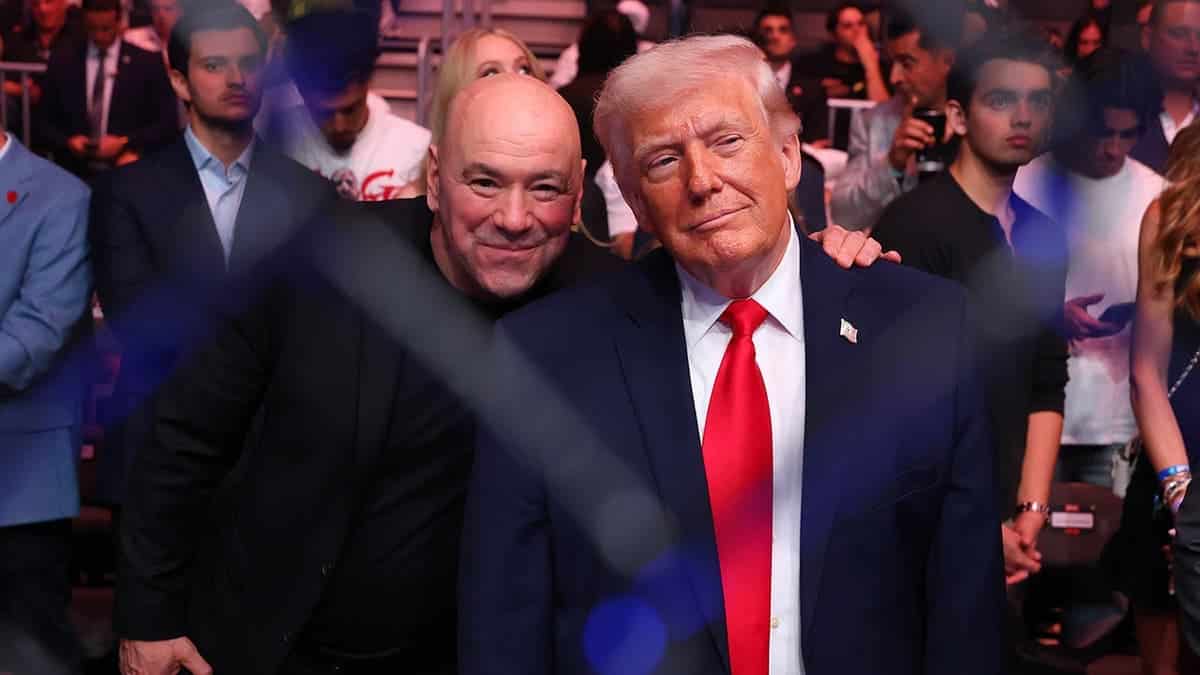 US President Donald Trump and UFC President Dana White attending UFC 327 event in Miami
