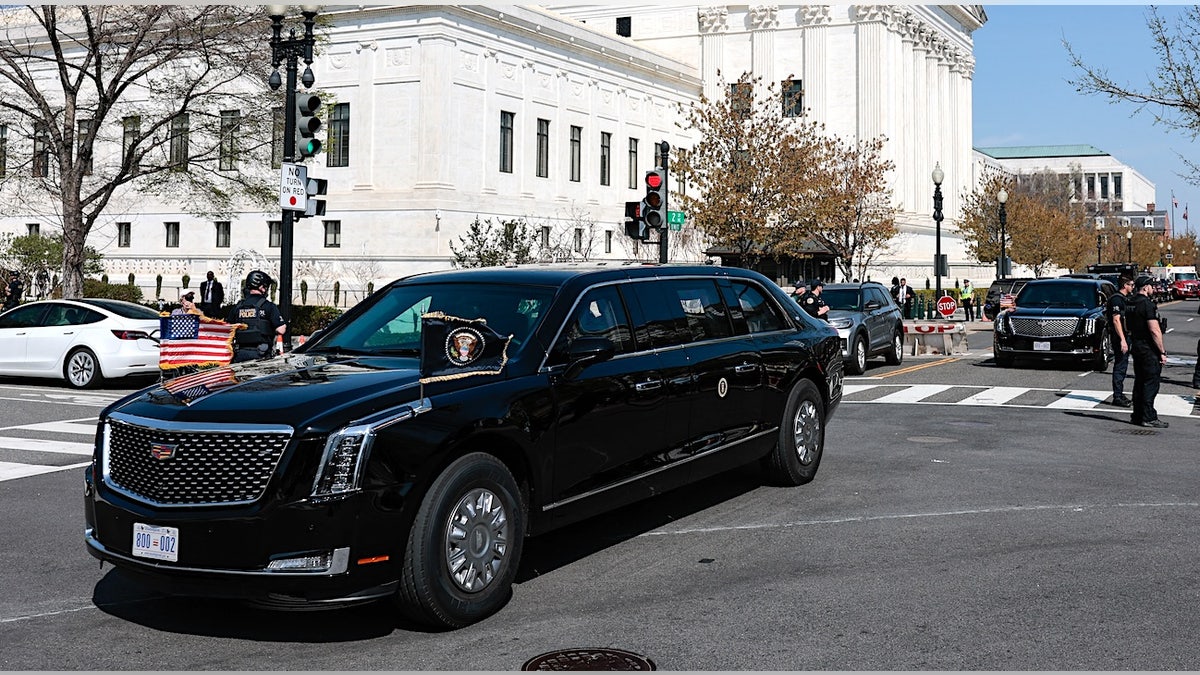 president donald trump's limo outside the supreme court