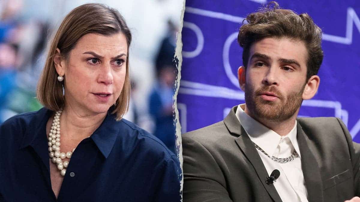 Sen. Elissa Slotkin and Hasan Piker in a split image