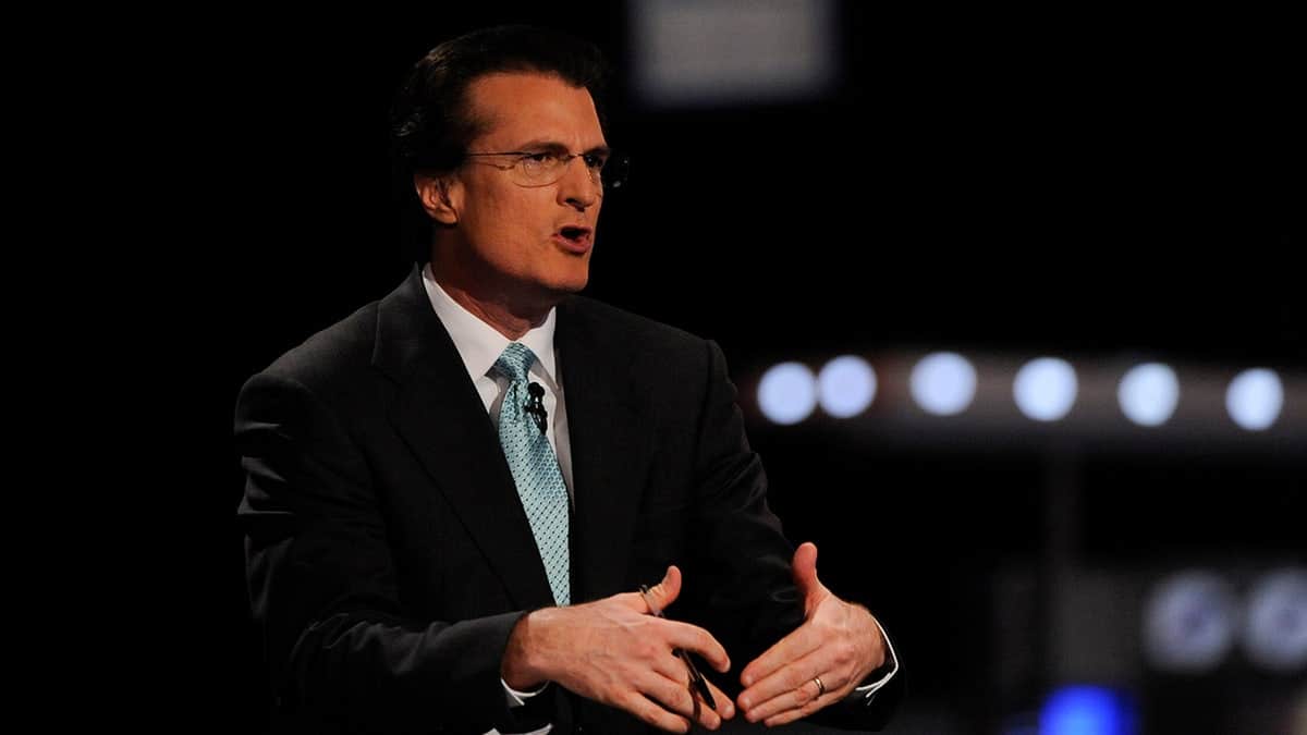 ESPN analyst Mel Kiper Jr speaking at the 2011 NFL Draft in Radio City Music Hall