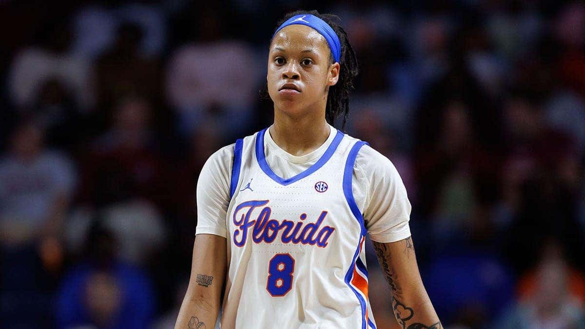 Florida Gators forward Me'arah O'Neal walking on the basketball court