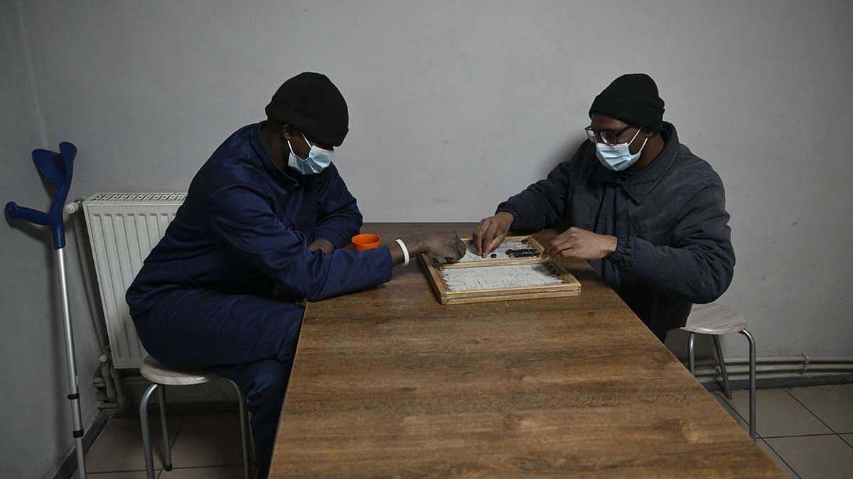 Nationals of African countries sitting in a detention center for Russian prisoners of war in western Ukraine
