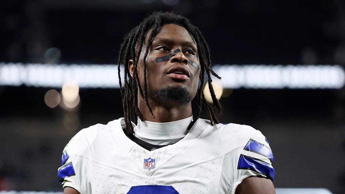 George Pickens of the Dallas Cowboys looking on at Allegiant Stadium in Las Vegas