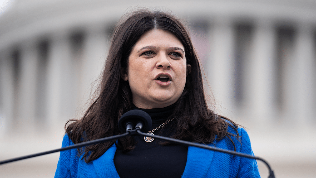 Rep. Haley Stevens speaking at a rally on the West Front of the U.S. Capitol