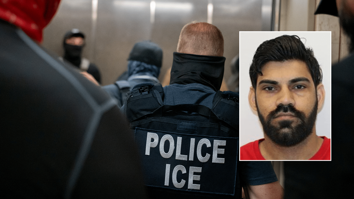 Rajinder Kumar standing with ICE agents