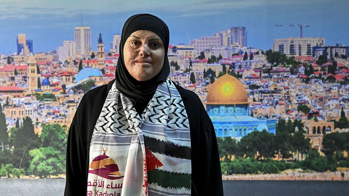 Israa Jaabis speaking at the 3rd International Al-Aqsa Women's Conference in Istanbul