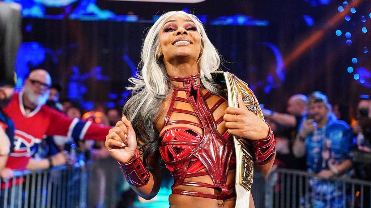 Jade Cargill walking to the ring during SmackDown at Bell Centre in Montreal