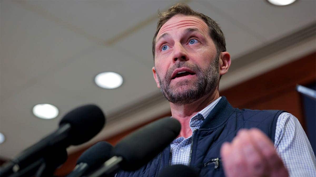 U.S. Rep. Jason Crow speaking to media at U.S. Capitol