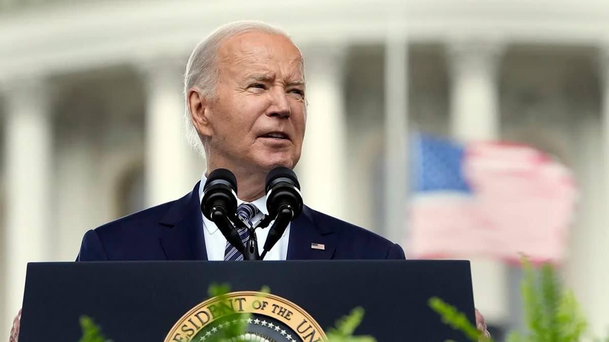 President Joe Biden speaking at a memorial service in Washington D.C.