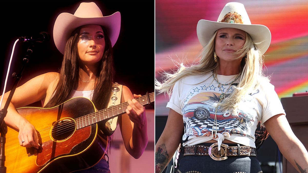 Kacey Musgraves and Miranda Lambert perform on stage.