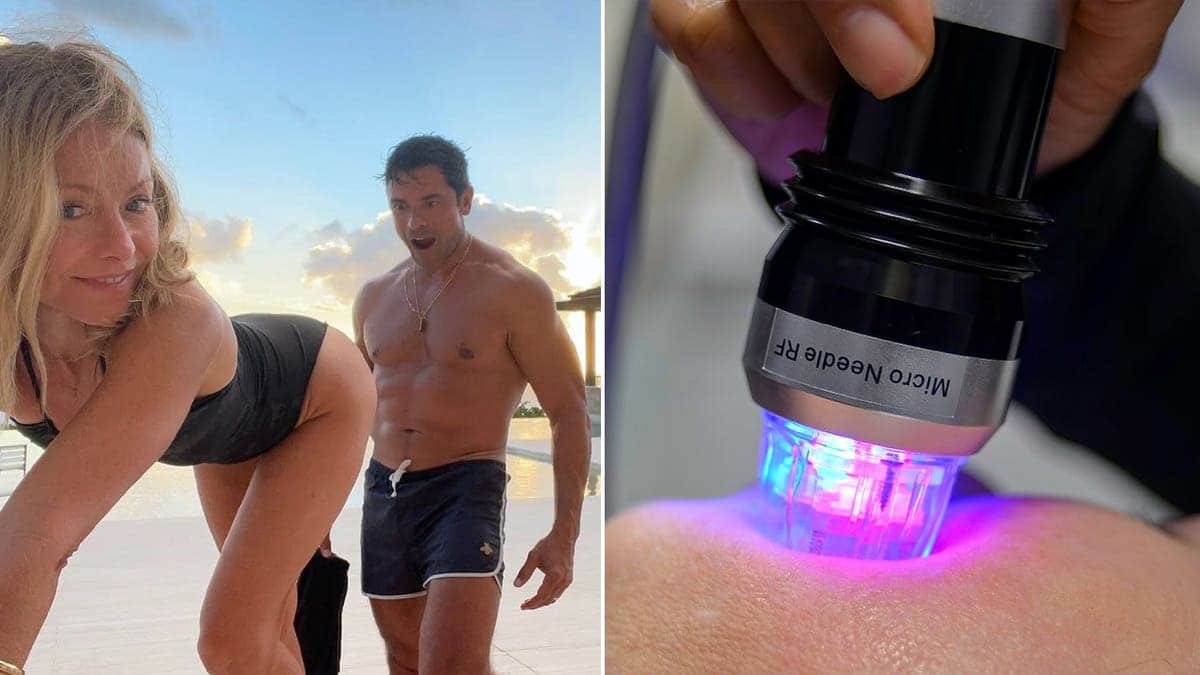 Mark Consuelos looking at Kelly Ripa's butt