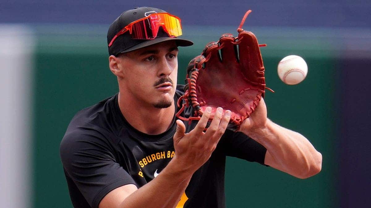 Pittsburgh Pirates' Konnor Griffin practicing infield before MLB debut