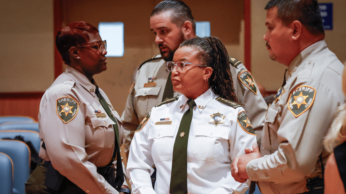 Sheriff Susan Hutson arriving at Council Chambers in New Orleans