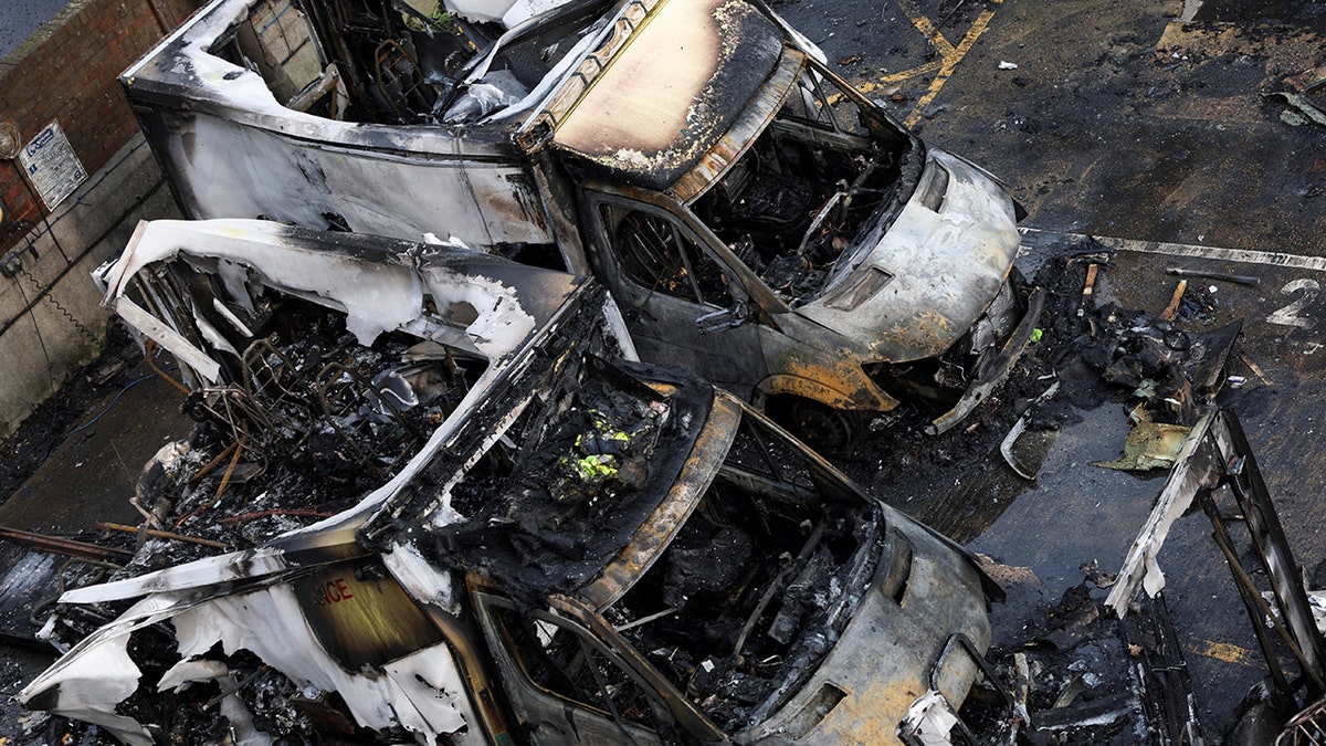 Charred remains of Hatzola ambulances damaged by fire in northwest London
