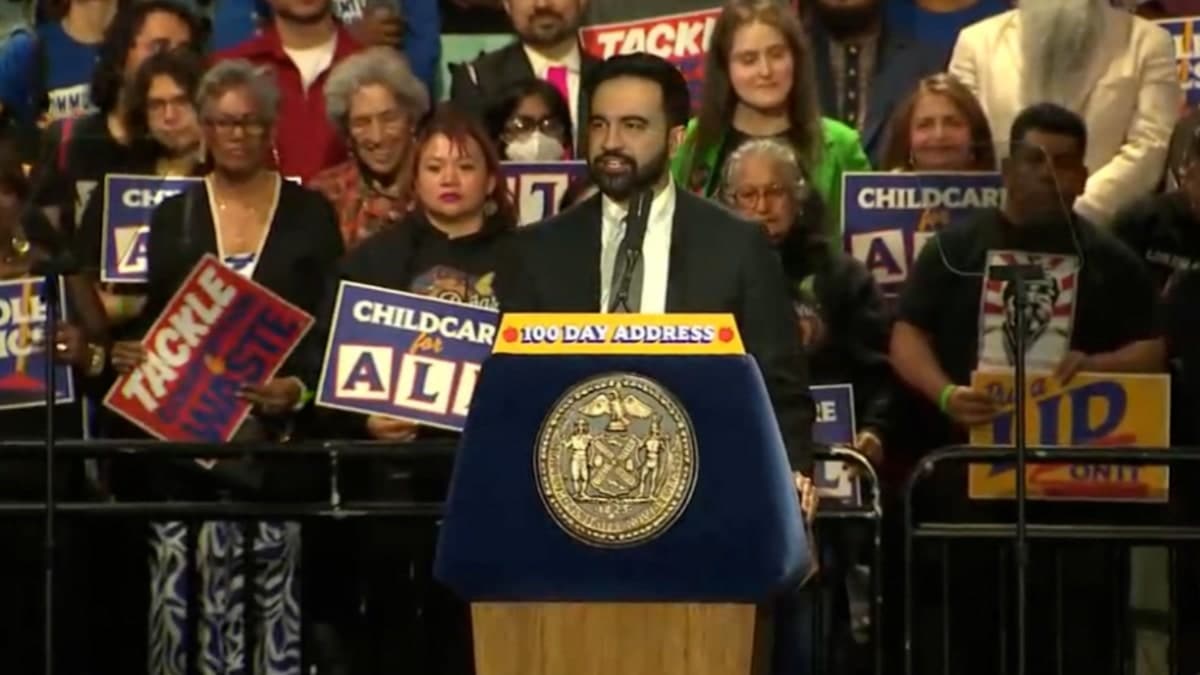 mamdani speaking during speech