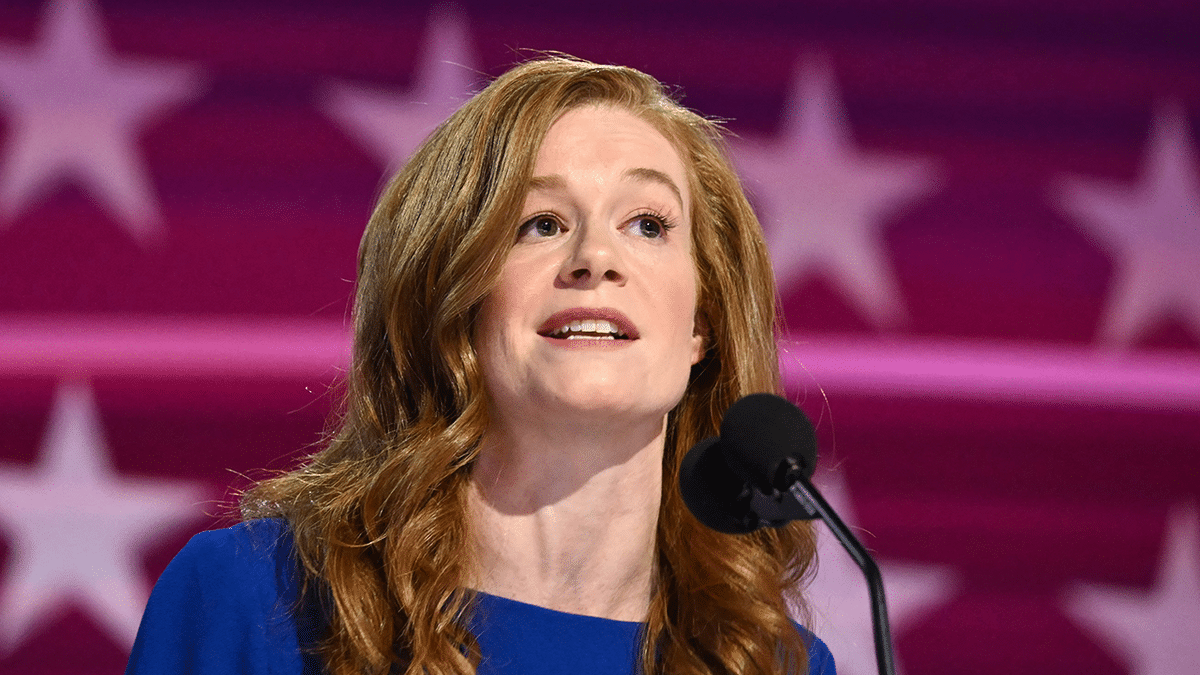 Michigan State Senator Mallory McMorrow speaking at the Democratic National Convention in Chicago