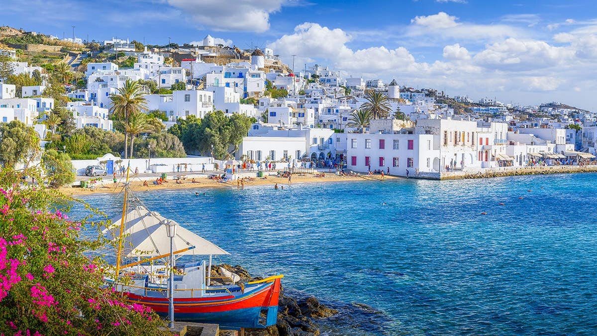 View of Mykonos Town Chora on Mykonos island in Greece