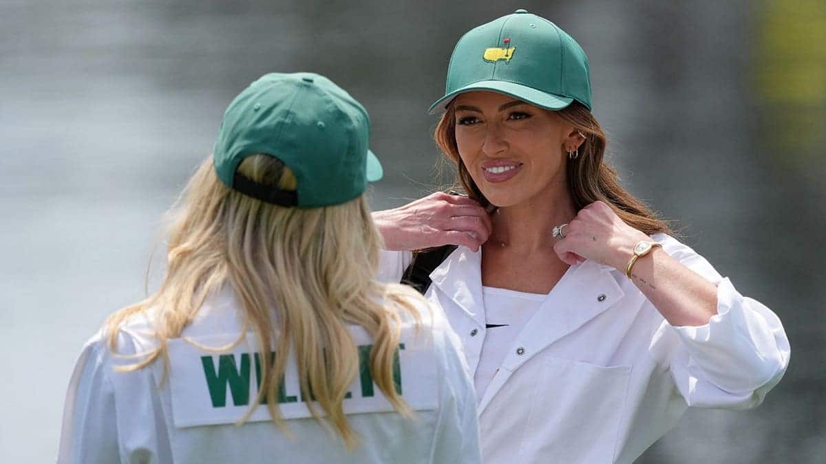 Paulina Gretzky talking with Nicole Willett on the fourth hole at Augusta National Golf Club