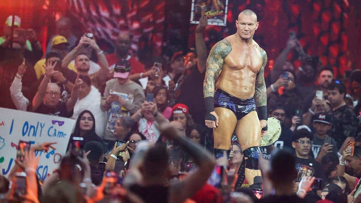 Randy Orton entering arena before wrestling match at Allegiant Stadium