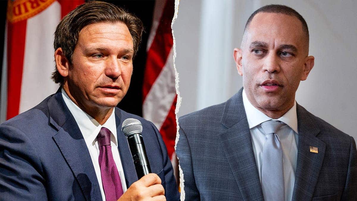Ron DeSantis, left, pictured alongside Hakeem Jeffries, right