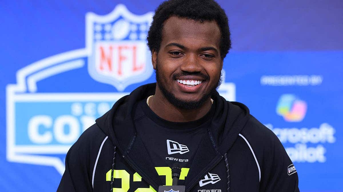 Rueben Bain Jr speaking to media at NFL Scouting Combine in Indianapolis