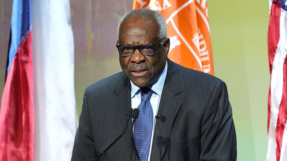 Justice Clarence Thomas speaks at University of Texas event.