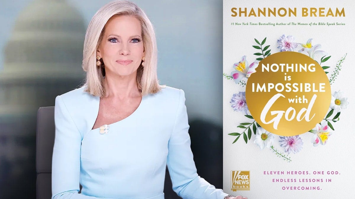 A split image with Fox News anchor and author Shannon Bream and her new book