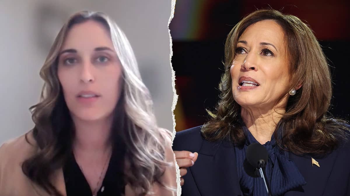 Hallie Shoffner, left, pictured alongside Kamala Harris, right