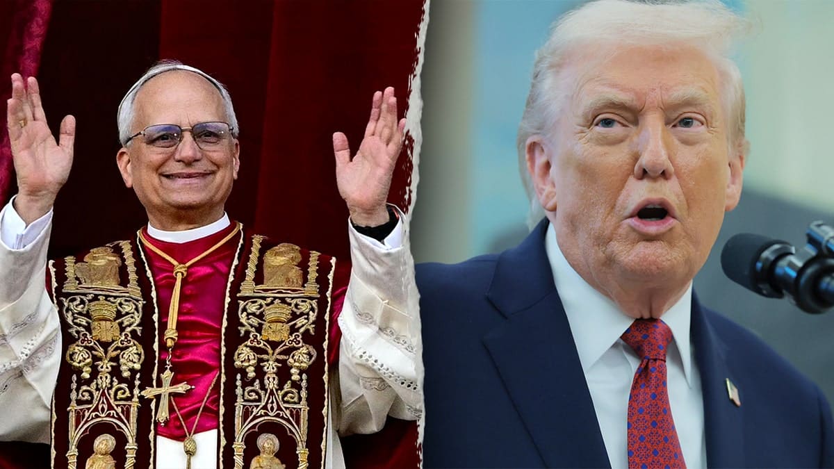 Pope Leo and Donald Trump side by side in split image