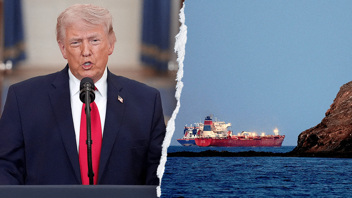 Trump and oil tanker passing through Hormuz Strait split