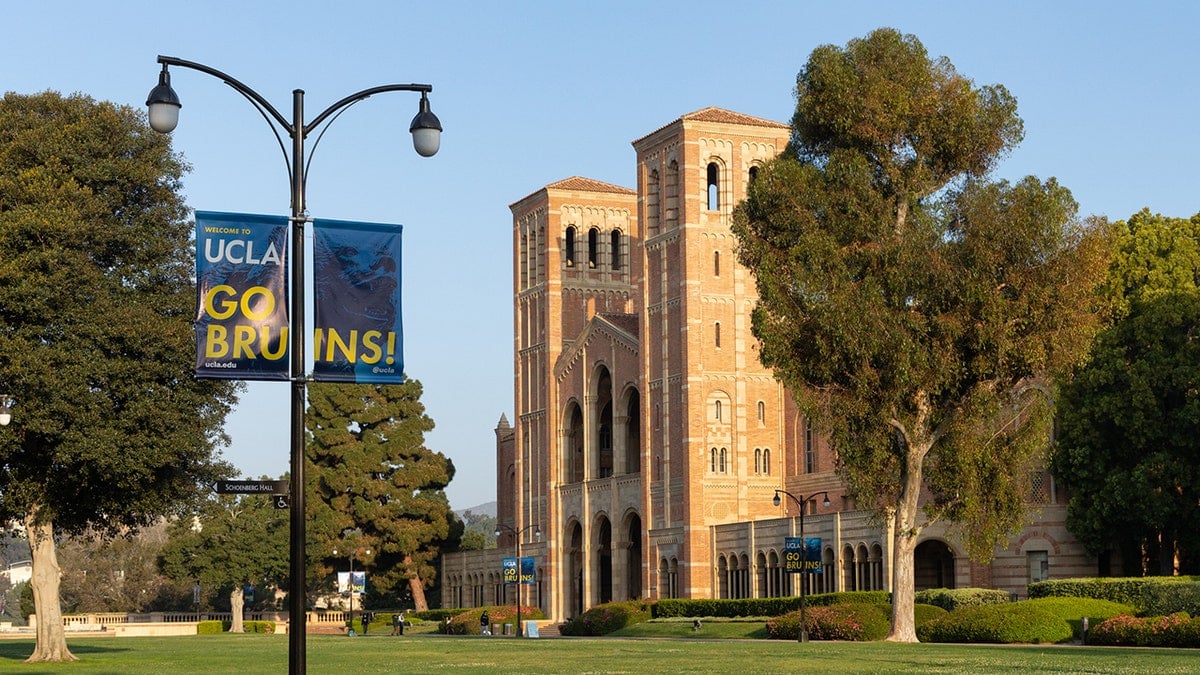 Royce Hall building on the UCLA campus in early morning light
