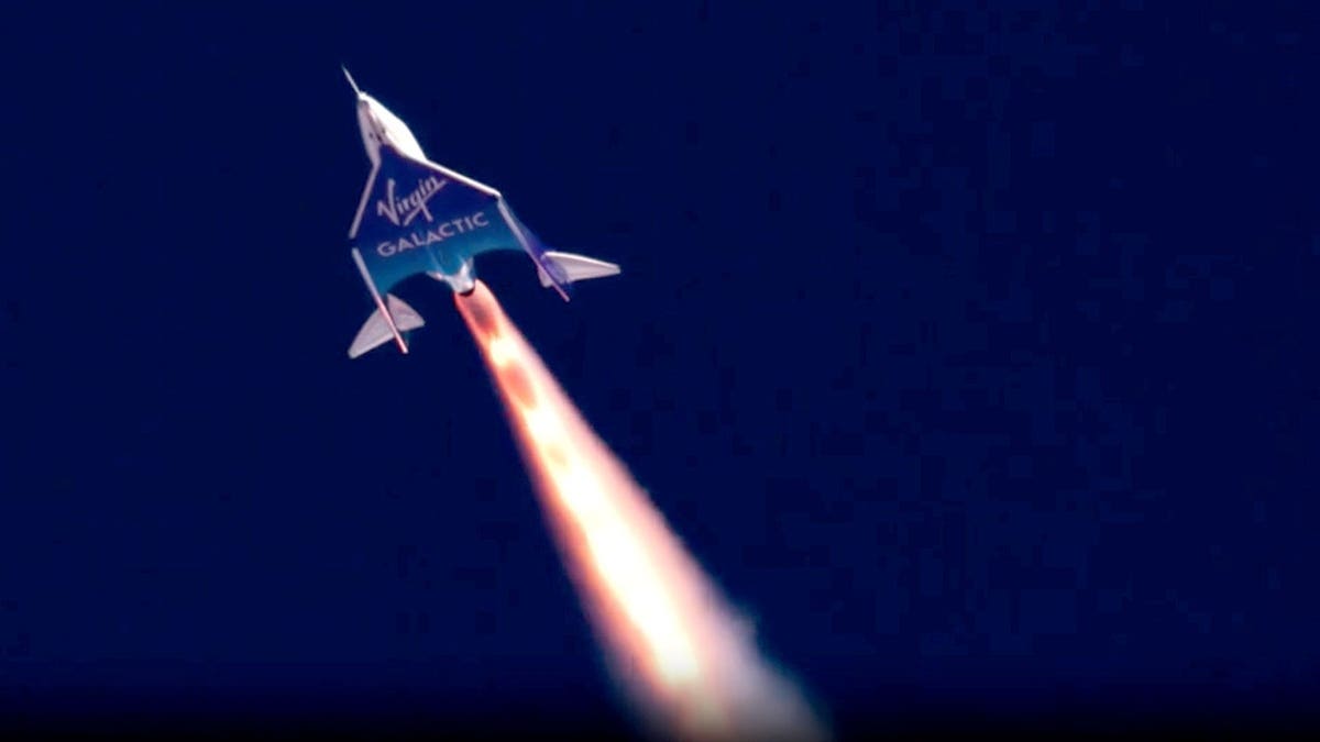 A Virgin Galactic spaceplane taking off