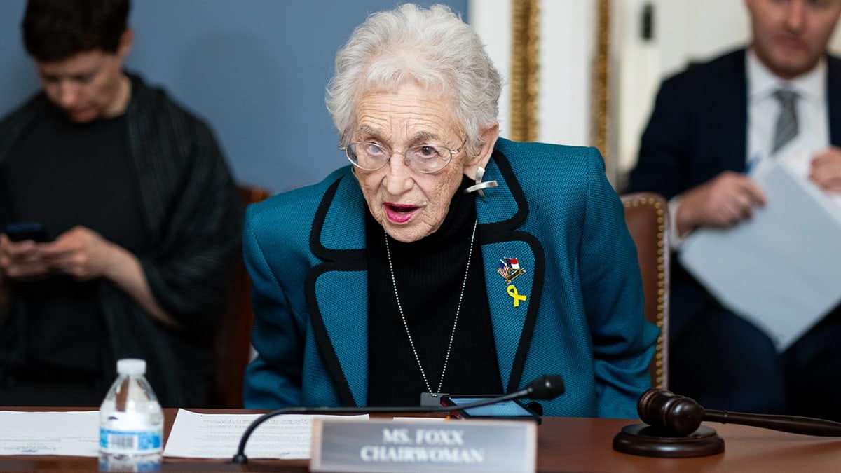 Chairwoman Rep. Virginia Foxx arriving at the House Rules Committee hearing in the Capitol