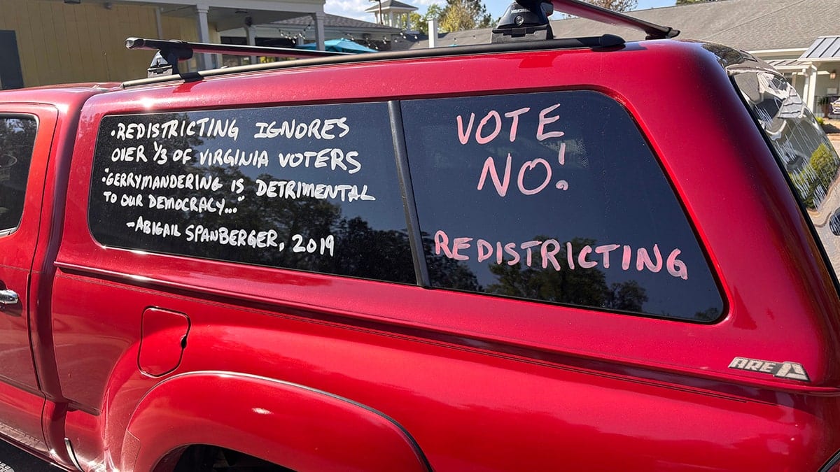 SUV seen in Virginia is marked to make case against new Congressional map.