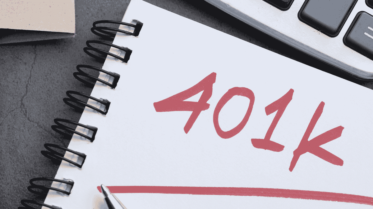 Tablet screen displaying 401(k) text