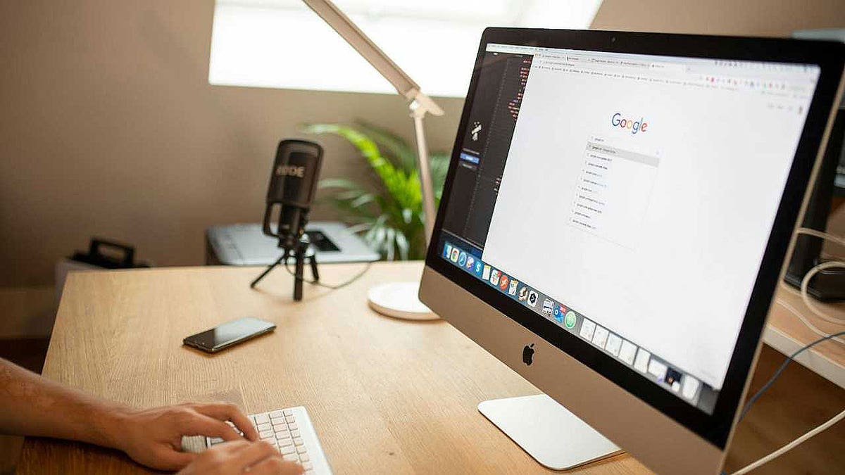 A computer displaying Google.com search results