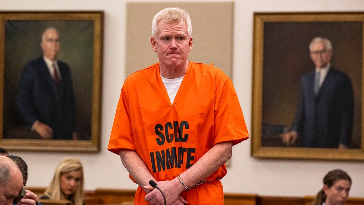 Alex Murdaugh reacting while addressing court at Beaufort County Courthouse