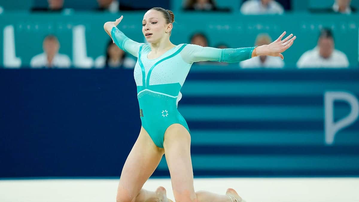Ana Barbosu performing floor exercise at Olympic Games Paris 2024.