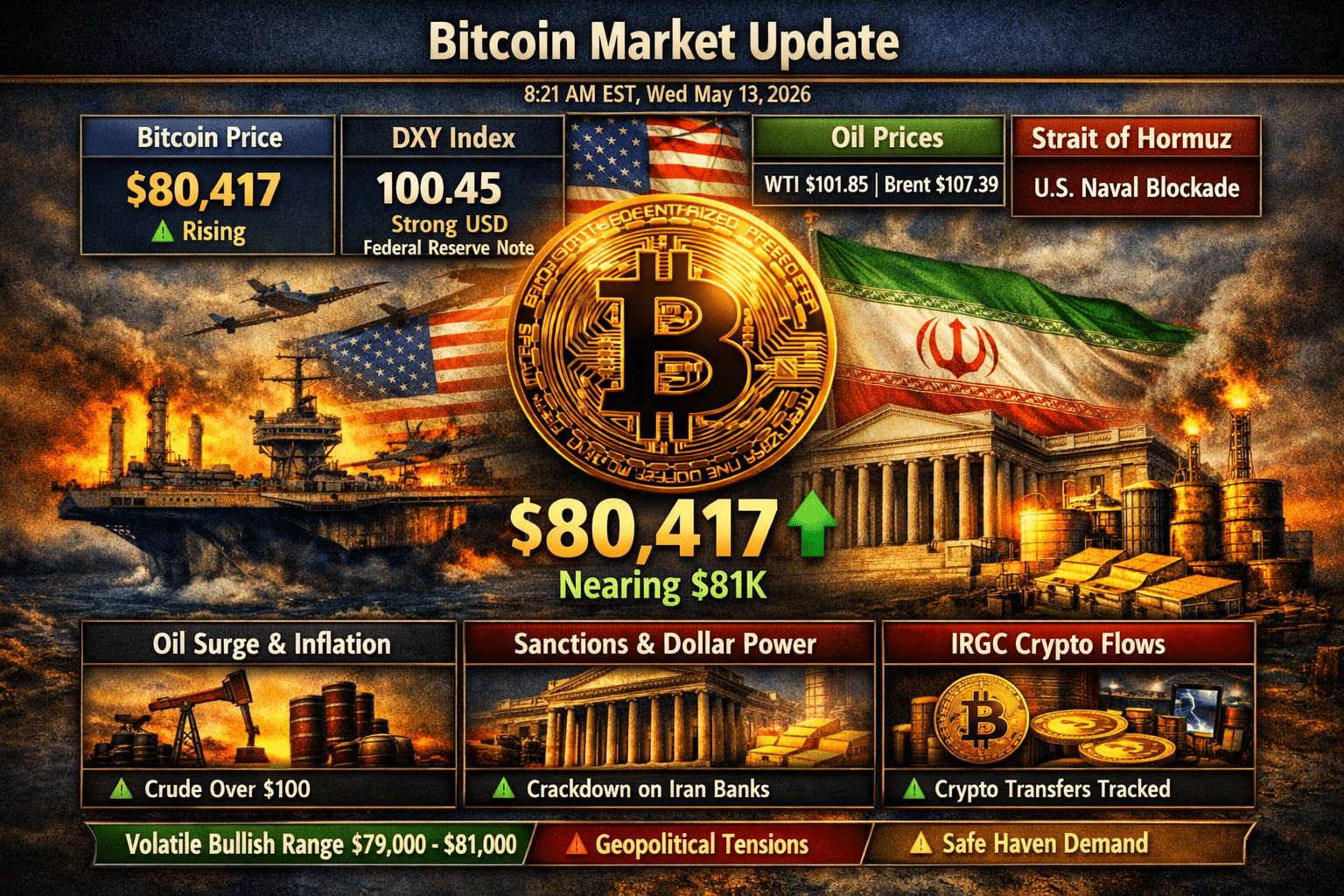 Bitcoin Nears $81K as Oil Tops $100 and the U.S. Dollar Tightens Its Grip