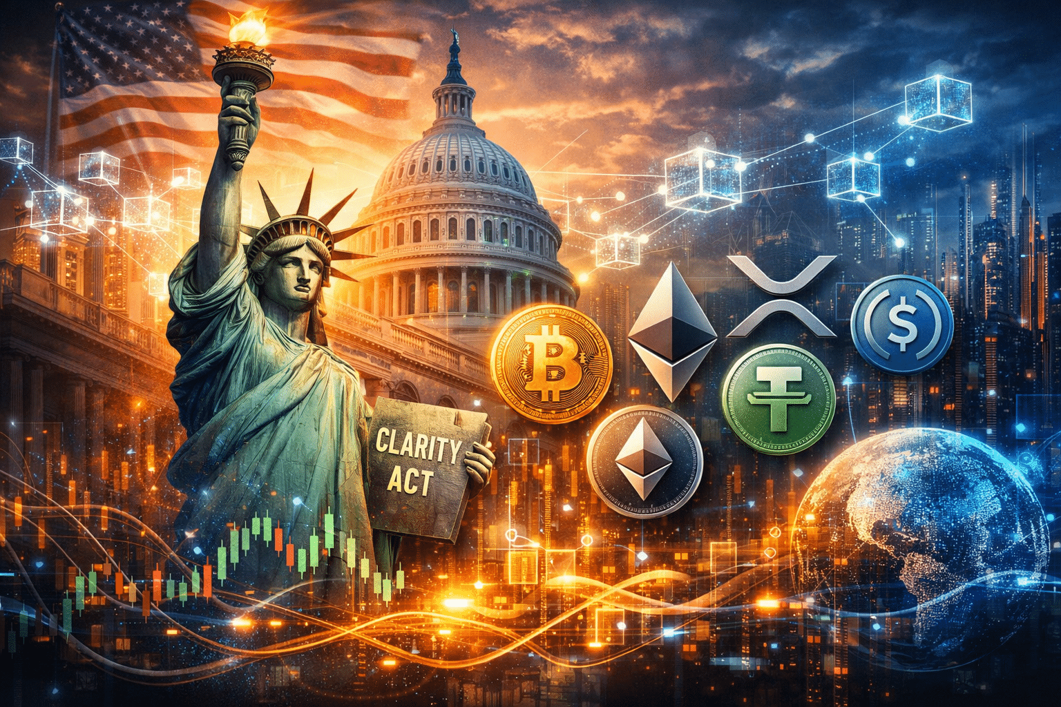 THE CLARITY ACT: HOW A SINGLE LAW WILL REWIRE AMERICA’S FINANCIAL SYSTEM…AND THE NEW POWER ROLES OF BITCOIN, ETHEREUM, XRP, USDC and USDT