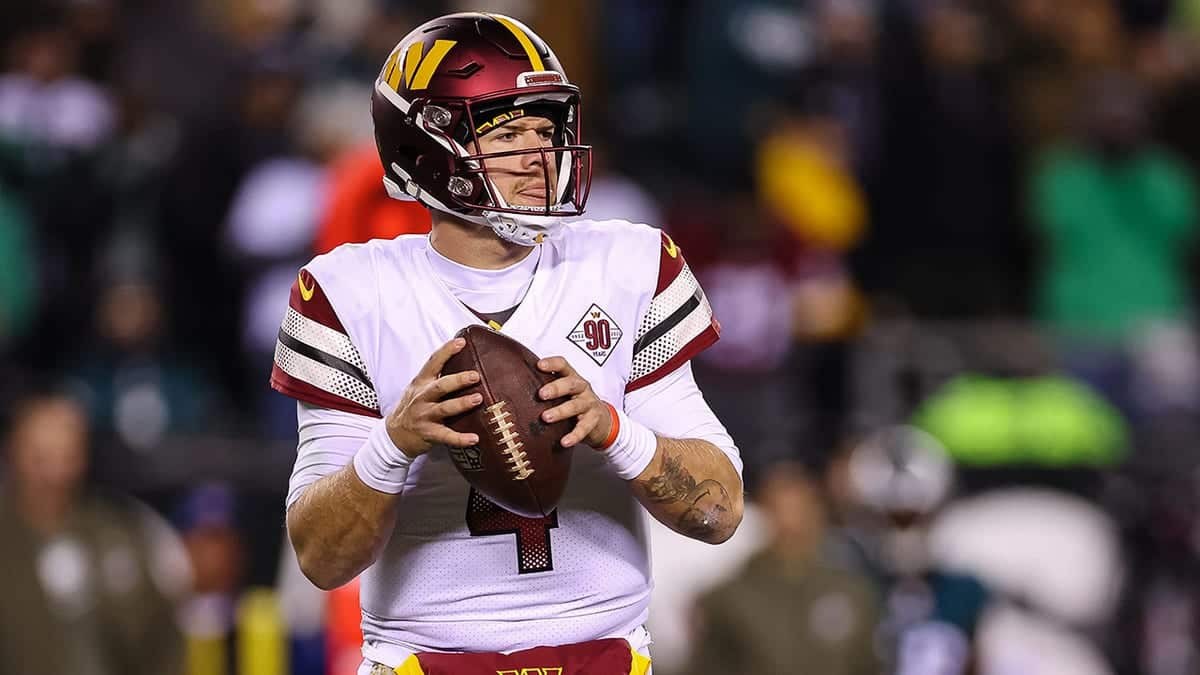 Taylor Heinicke passes against the Eagles