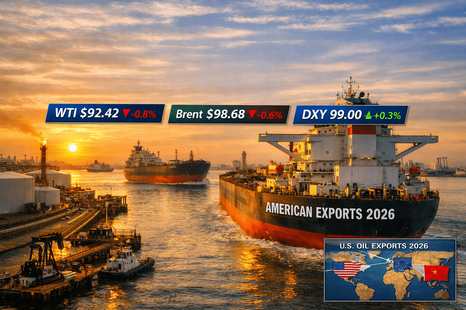 Oil Slides Below $100 as Peace Looms. But U.S. Export Power Isn’t Letting Go