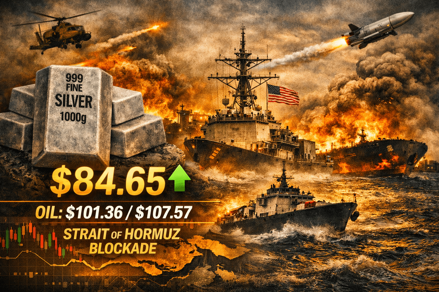 Silver Rockets to $84.65 as Oil Blasts Past $100 and Hormuz Crisis Enters the Danger Zone