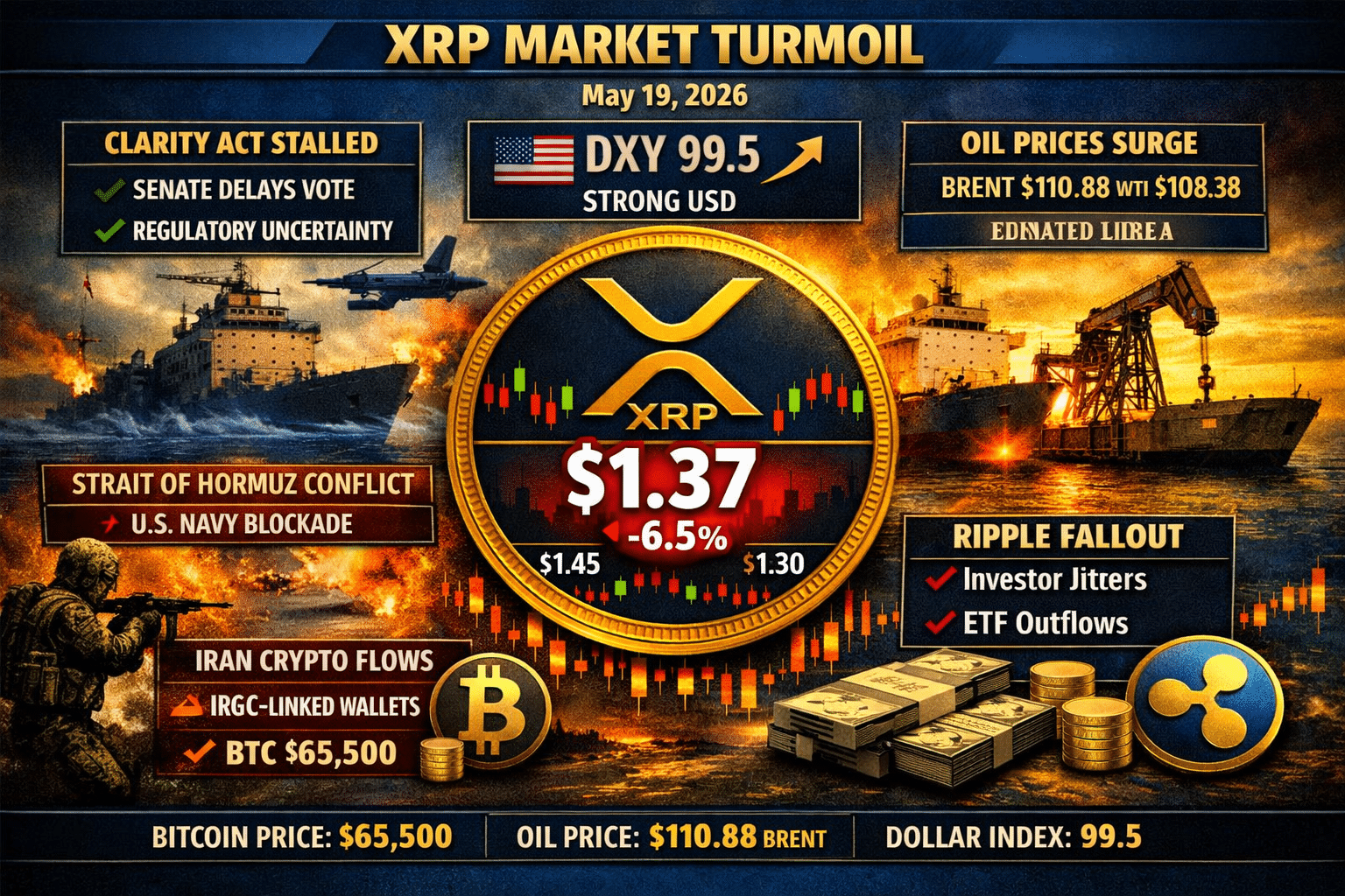XRP Crashes to $1.37 as Wall Street Bails and Washington Stalls the CLARITY Act