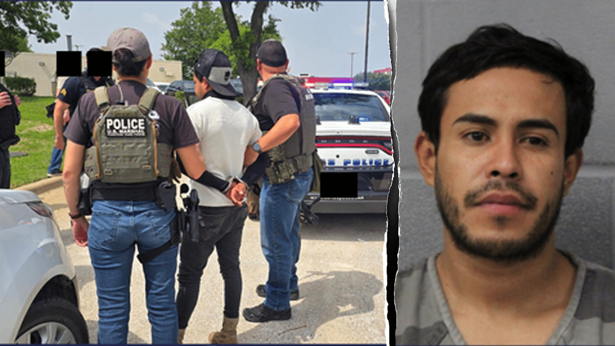 A split image showing Benito-Gonzalez's mugshot and a photo of his arrest