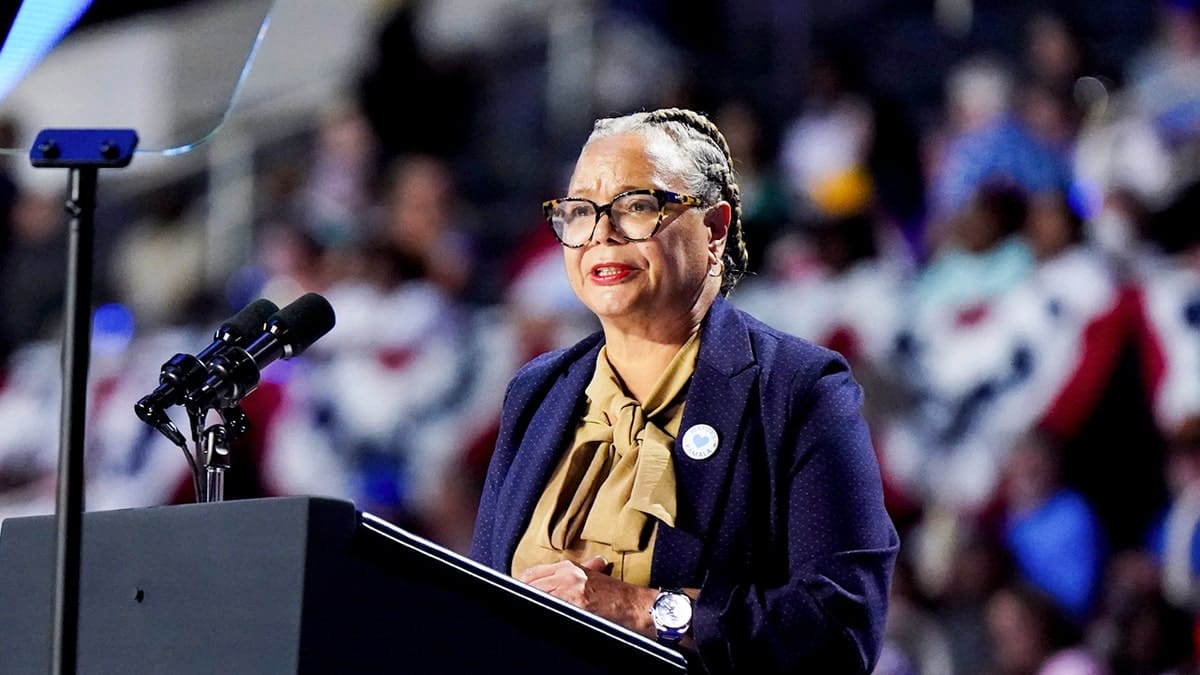 Charlotte Mayor Vi Lyles speaking at a campaign event at Bojangles Arena
