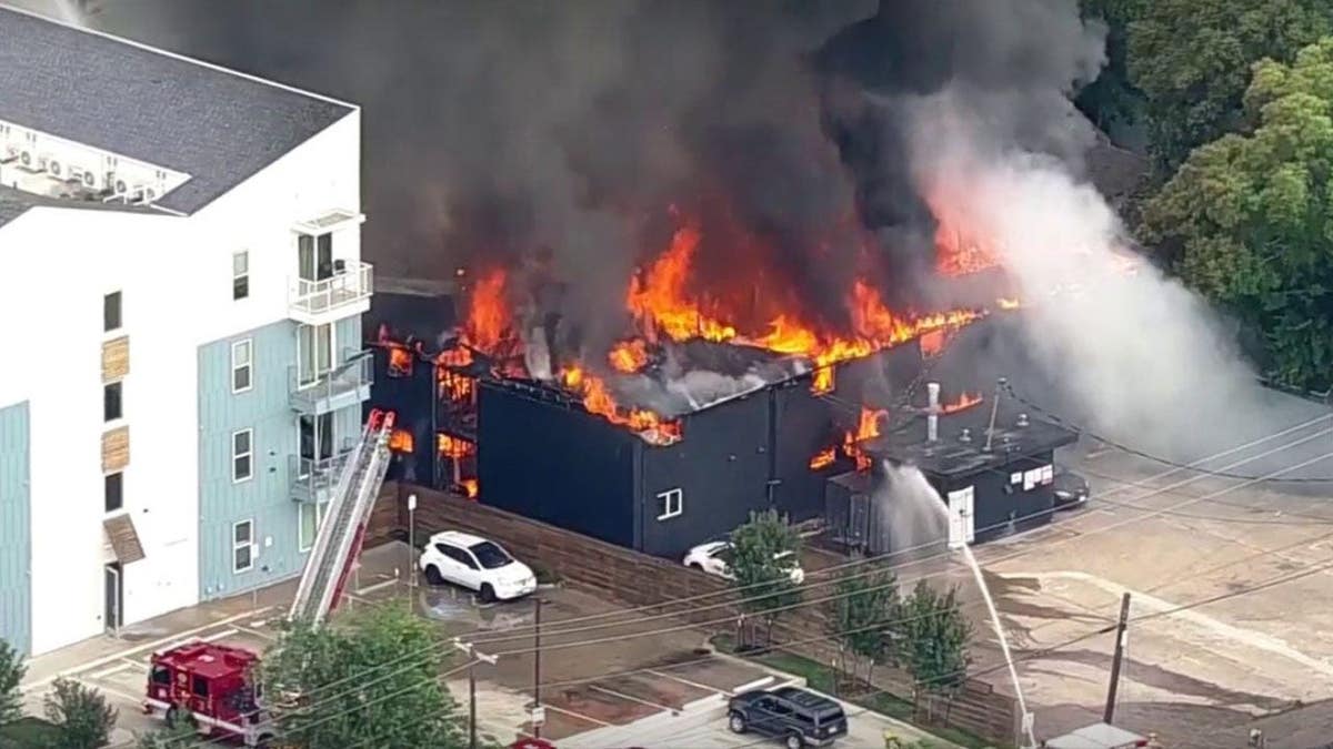 Building on fire.